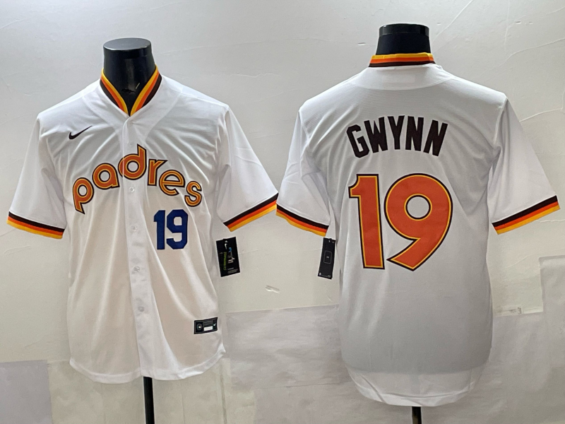 Men 2025 San Diego Padres #19 Gwynn white Nike MLB Jersey 001